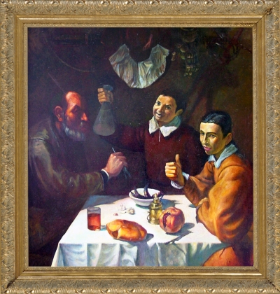 Свободная копия с картины Веласкеса (Завтрак) холст, масло 110/100, 2005 год.